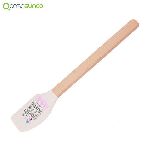 Silicone Spatula Non-Stick Heat-Resistant Wooden Handle BPA-Free Bake Durable Kitchen Pastry Accessories 3 Patterns By CASASUNCO
