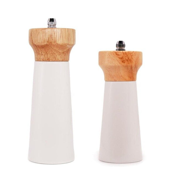 Wooden Pepper Grinder Sea Salt And Pepper Shaker Set Of 2 Manual Mills Effortless Lighthouse / Oilcan Shaped By Tessie & Jessie