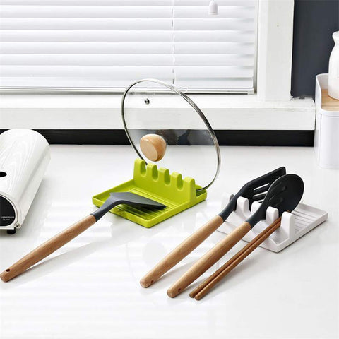Kitchen Utensil Spoon Rest Pad Silicone Utensil Rest with Drip Pad Heat Resistant Spatula Pad Utensil Holder for Spoons Ladles