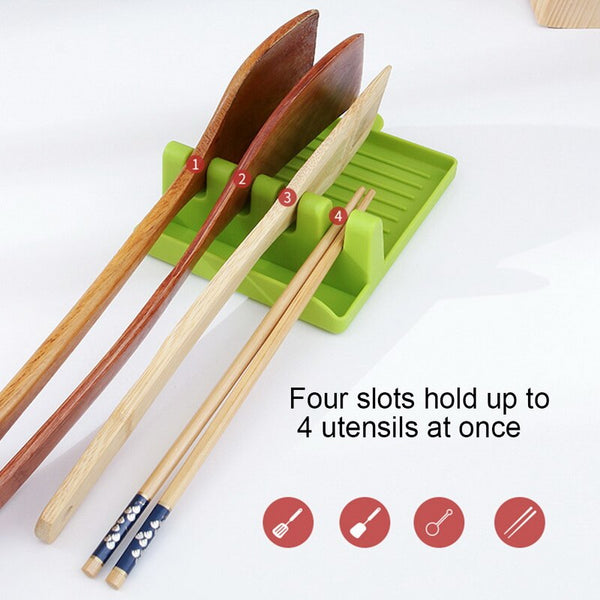 Kitchen Utensil Spoon Rest Pad Silicone Utensil Rest with Drip Pad Heat Resistant Spatula Pad Utensil Holder for Spoons Ladles