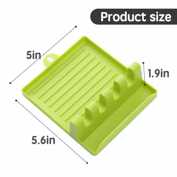 Kitchen Utensil Spoon Rest Pad Silicone Utensil Rest with Drip Pad Heat Resistant Spatula Pad Utensil Holder for Spoons Ladles