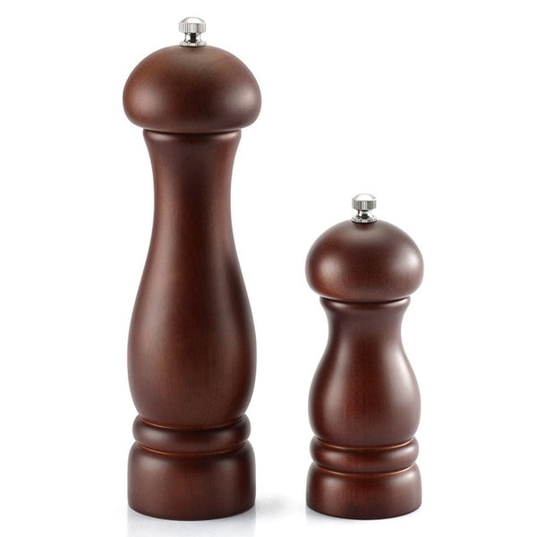 Wood Salt and Pepper Grinder Set / Pepper Mill / Salt & Pepper Shakers - Stainless Ceramic Refillable Stylish for Sea Salt Black Pepper 5" or 8"