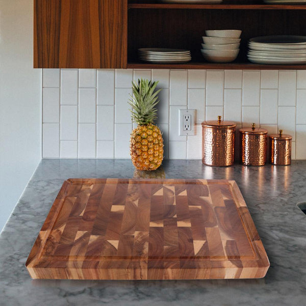 EXTRA LARGE Cutting Board, Rectangle End Grain Butcher Block, Kitchen Chopping Boards, Acacia Wood, 18 x 12 x 1.4 Inch