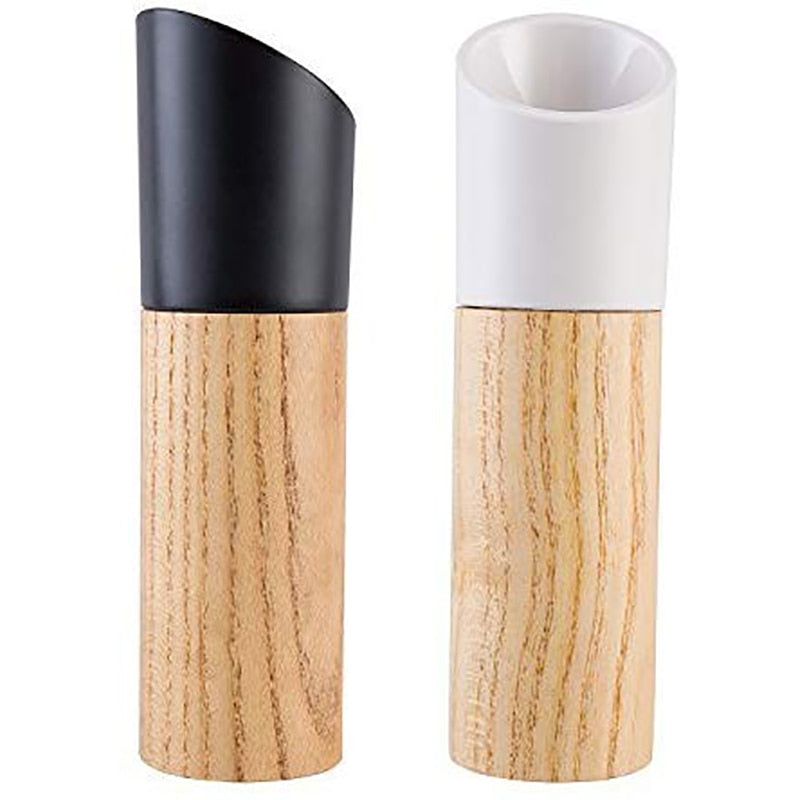 Wooden Pepper Salt Grinder Set / Pepper Mill / Salt & Pepper Shakers - Stainless Ceramic Refillable Stylish for Sea Salt Black Pepper