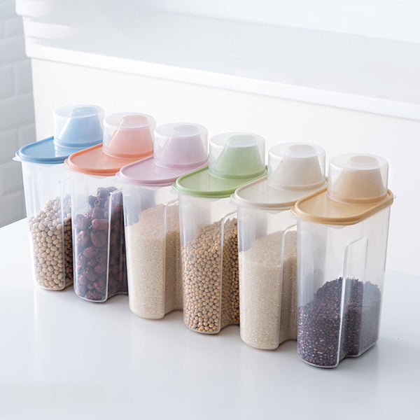 PP Food Storage Box Plastic Clear Container Set with Pour Lids Kitchen Storage Bottles Jars Dried Grains Tank