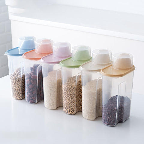 PP Food Storage Box Plastic Clear Container Set with Pour Lids Kitchen Storage Bottles Jars Dried Grains Tank
