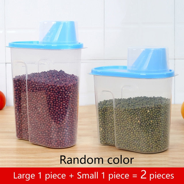 PP Food Storage Box Plastic Clear Container Set with Pour Lids Kitchen Storage Bottles Jars Dried Grains Tank